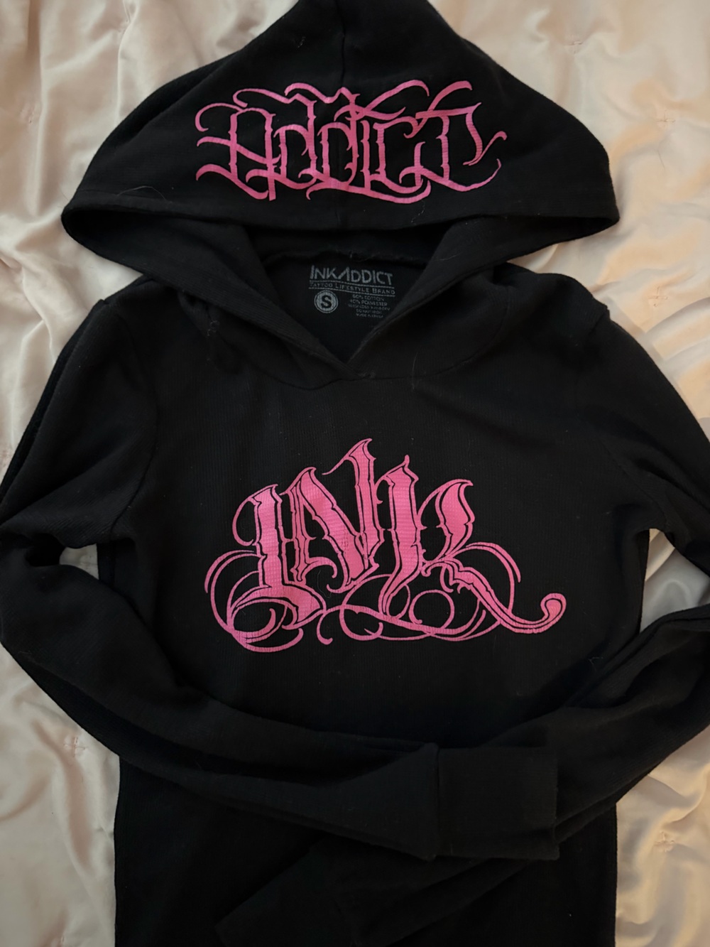 Women's Black Light Hoodie Sweater with Pink Logo